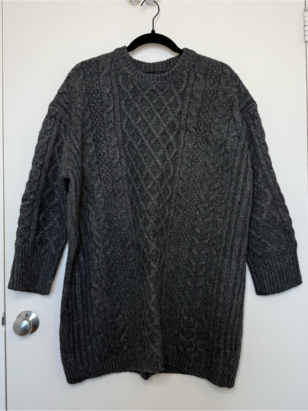 ASOS Cozy Cable Knit Charcoal Sweater Dress
